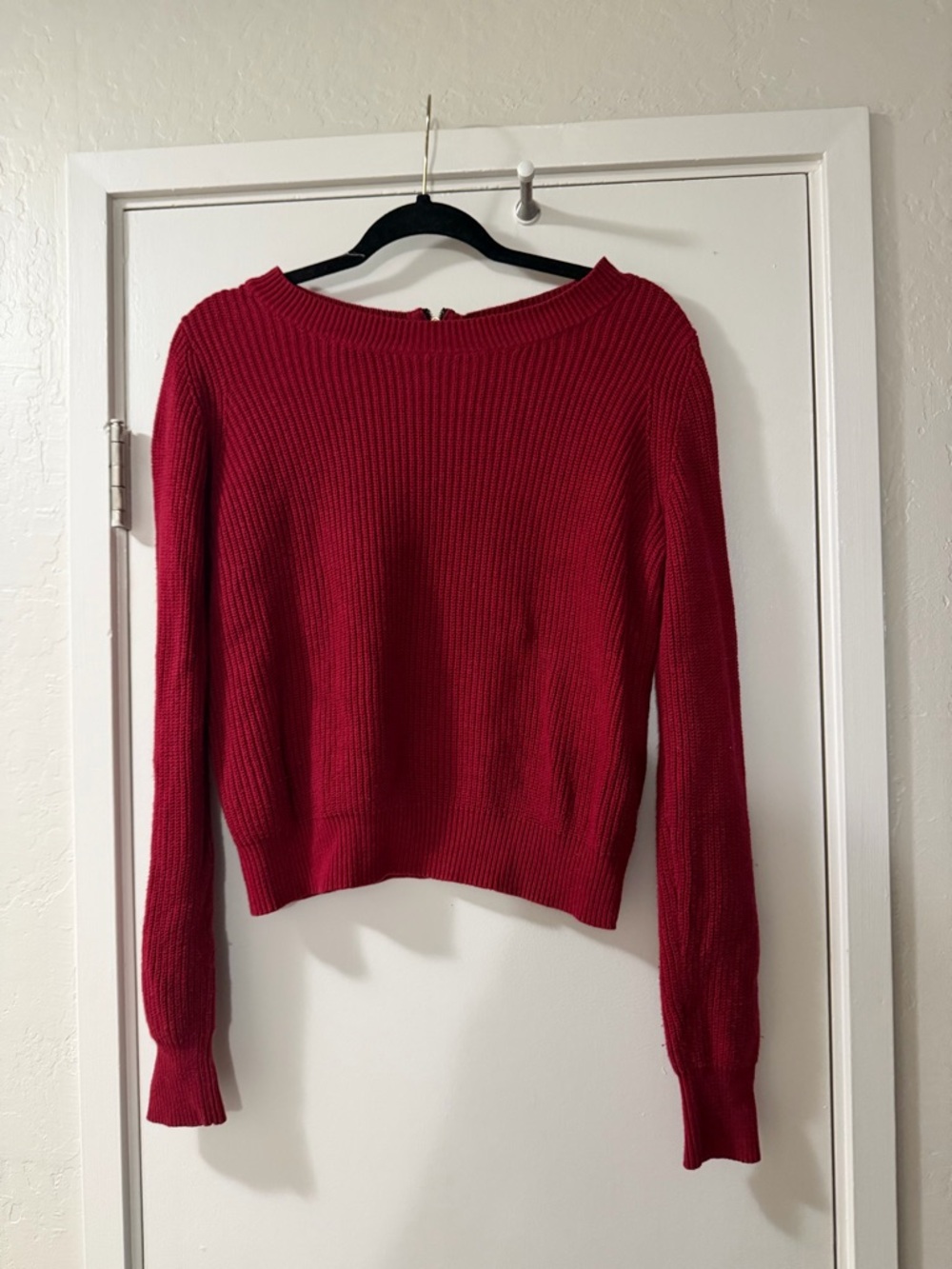 Banana Republic Red Ribbed Crewneck Sweater